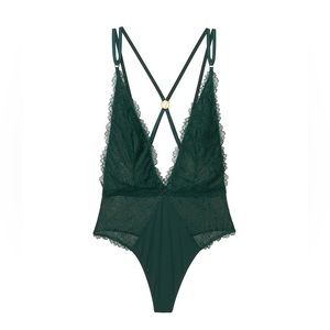 NWT Victoria’s Secret Green Lace Plunge Bodysuit